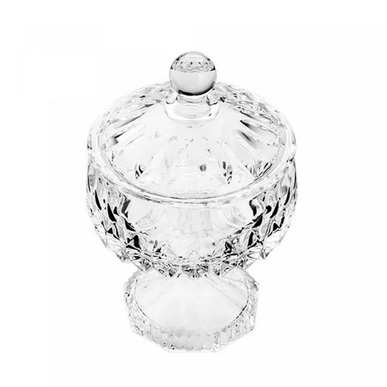 Imagem POTICHE DECORATIVO DE CRISTAL COM PÉ LOUISE 11CM X 18CM