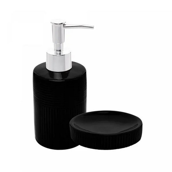 Imagem CONJUNTO 2 PEÇAS PARA BANHEIRO DE CERÂMICA ESSÊNCIA PRETO