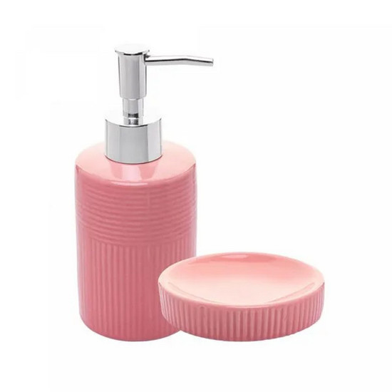 Imagem CONJUNTO 2 PEÇAS PARA BANHEIRO DE CERÂMICA ESSÊNCIA ROSA