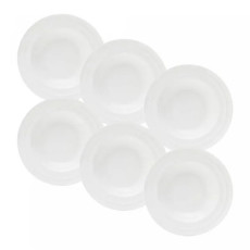 Imagem de CONJUNTO 6 PRATOS FUNDOS DE PORCELANA NEW BONE BAMBU BRANCO 22,5CM - Rojemac Impotacao E Exportacao Ltda