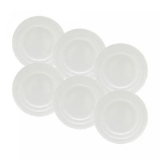 Imagem de CONJUNTO NEW BONE BAMBÚ 6 PRATOS PARA SOBREMESA EM PORCELANA BRANCA 21 CM - WOLFF - Rojemac Impotacao E Exportacao Ltda