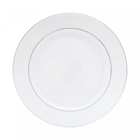 Imagem APARELHO DE JANTAR MÔNACO 42 PEÇAS EM PORCELANA BRANCA COM BORDA PRATEADA - WOLFF