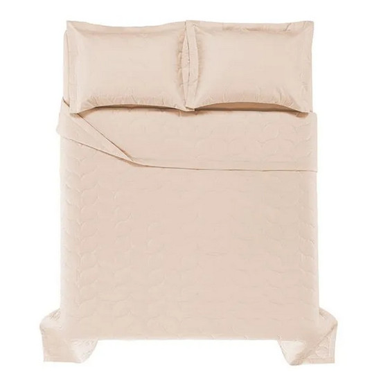 Imagem COLCHA QUEEN COM 2 PORTA TRAVESSEIROS 200 FIOS TOM PÉTALA