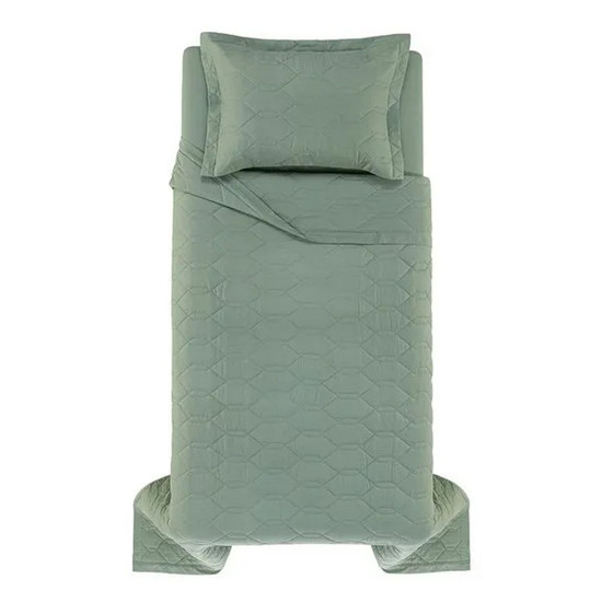 Imagem COLCHA SOLTEIRO COM PORTA TRAVESSEIRO 200 FIOS TOM MALVA