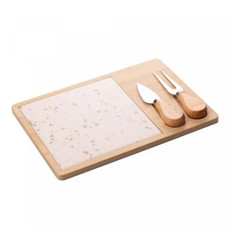 Imagem de CONJUNTO 4 PEÇAS PARA QUEIJO COM BANDEJA DE BAMBU E TÁBUA TERRAZO 17X25X2CM - LYOR - Coliseu Presentes Ltda