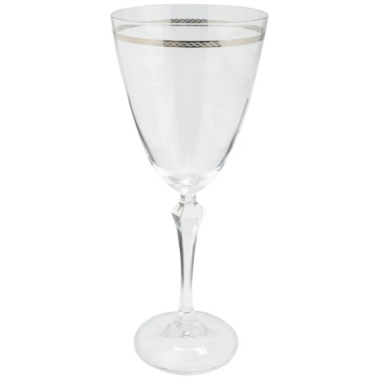 Imagem JOGO DE 6 TAÇAS PARA ÁGUA DECORADA EM CRISTAL ECOLÓGICO PLATINUM RIM 350ML A23CM - BOHEMIA
