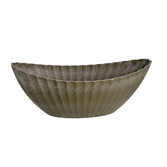 Imagem VASO CANOA LISTRADA LEUCA M DE PLÁSTICO COR MUSGO 17X41X16CM