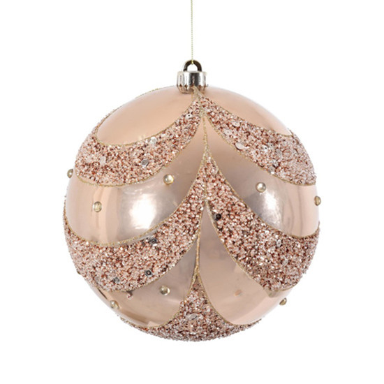 Imagem BOLA NATALINA COR CHAMPAGNE COM GLITTER 20CM - GRILLO 57233