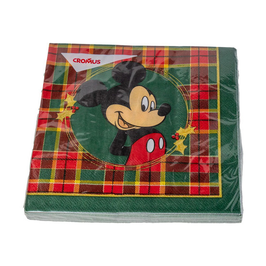 Imagem GUARDANAPO DE PAPEL MICKEY  COR VERDE E VERMELHO 33X33CM 20 UNIDADES - CROMUS 