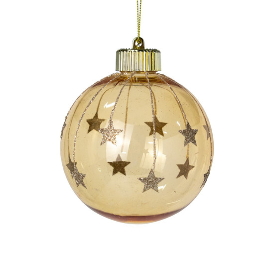 Imagem JOGO DE BOLA NATALINA COR LARANJA COM GLITTER EM CORAÇÃO 3 PEÇAS DE 10CM - TOK DA CASA