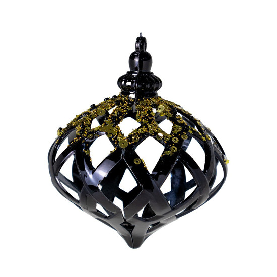 Imagem PENDENTE DECORATIVO DE PLÁSTICO COR DOURADO E PRETO 2 UNIDADES DE 10CM - TOK DA CASA