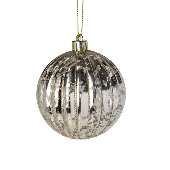 Imagem JOGO DE BOLA NATALINA COR DOURADO DE PLÁSTICO 3 UINIDADES DE 8CM - TOK DA CASA 