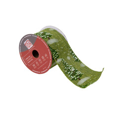 Imagem de FITA DECORATIVA COR VERDE COM BRANCO 6.3CM X 9.14M - CROMUS - Cromus Embalagens Ind. E Com. Ltda