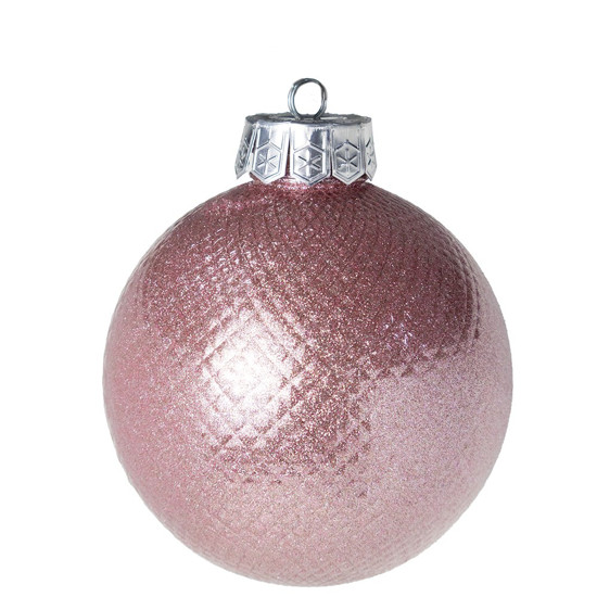 Imagem BOLA NATALINA COR ROSA COM GLITTER DE PLÁSTICO 12CM - GRILLO 965349