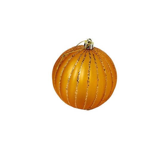 Imagem JOGO DE BOLA NATALINA COR LARANJA COM GLITTER 3 PEÇAS DE 10CM - TOK DA CASA