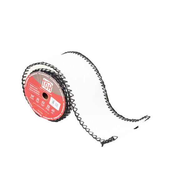 Imagem FITA DECORATIVA NATALINA COR BRANCO COM PRETO 10CMX9.14M - TOK DA CASA