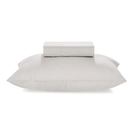Imagem LENÇOL SOLTEIRO COM ELÁSTICO E FRONHA 100% ALGODÃO MATIZA BRANCO - KARSTEN 