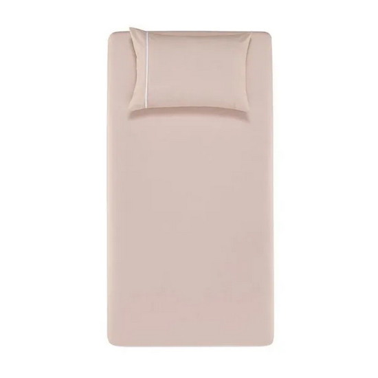 Imagem LENÇOL SOLTEIRO COM ELÁSTICO E FRONHA PERCAL 100% ALGODÃO NOAH ROSA/BRANCO - KARSTEN 