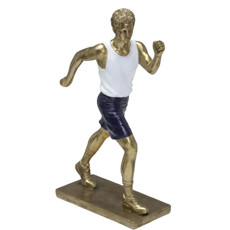 Imagem de ESCULTURA ATLETA DECORATIVO EM RESINA COR DOIRADO COM BRANCO E AZUL 14X7,5X26CM - MABRUK  - Mabruk Importacao E Comercio Eireli
