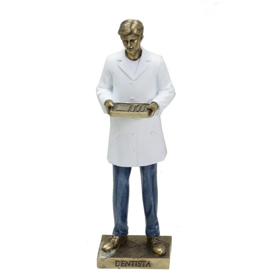 Imagem ESCULTURA DECORATIVA HOMEM DENTISTA EM RESINA 7,5X6,5X24CM - MABRUK 