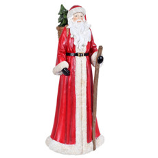Imagem de PAPAI NOEL COM CESTA DE PRESENTES DECORATIVO EM RESINA COR VERMELHO COM BRANCO 37CM - GRILLO 56876 - Grillo Ltda