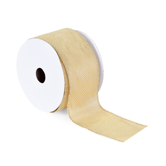 Imagem FITA DECORATIVA  NATALINA BEGE EM POLIÉSTER 6,3CMX9,14M - GRILLO 56651