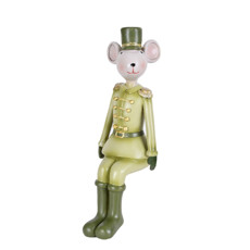 Imagem de BONECO NATALINO CAMUNDONGO DECORATIVO COR VERDE EM RESINA 6X5X16,5 CM - GRILLO 57319 - Grillo Ltda