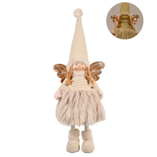 Imagem ANJO NATALINO DECORATIVO COR CRU E DOURADO EM TECIDO 16X24X69CM - GRILLO 57137