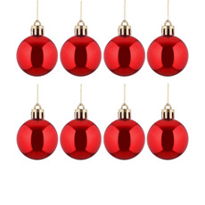 Imagem de JOGO DE BOLA DE NATAL COR VERMELHO DE PLÁSTICO 8 UNIDADES DE 3CM - GRILLO 52363 - Grillo Ltda