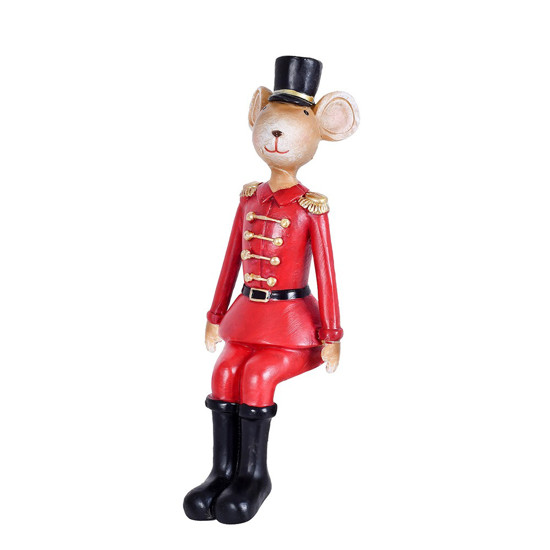 Imagem BONECO NATALINO CAMUNDONGO DECOR COR VERMELHO EM RESINA 6X5X16,5 CM - GRILLO 57319