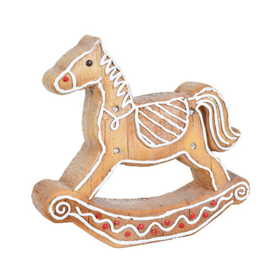 Imagem CAVALO BISCOITO NATALINO DECORATIVO COLORIDO EM RESINA 8X32,5X29 - GRILLO 56787