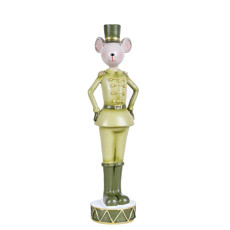 Imagem de BONECO NATALINO CAMUNDONGO DECORATIVO COR VERDE EM RESINA 6X5X21,5 CM - GRILLO 57320 - Grillo Ltda