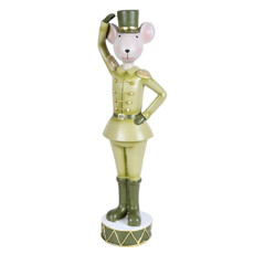 Imagem de BONECO NATALINO CAMUNDONGO DECORATIVO COR VERDE EM RESINA 6X8X27 CM - GRILLO 57321 - Grillo Ltda