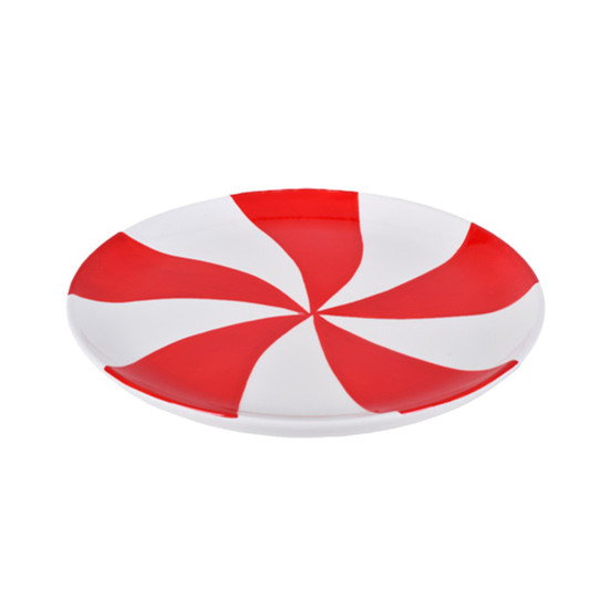 Imagem PRATO RASO EM CERÂMICA COR BRANCO COM VERMELHO 23X23X2,4CM - GRILLO 57051