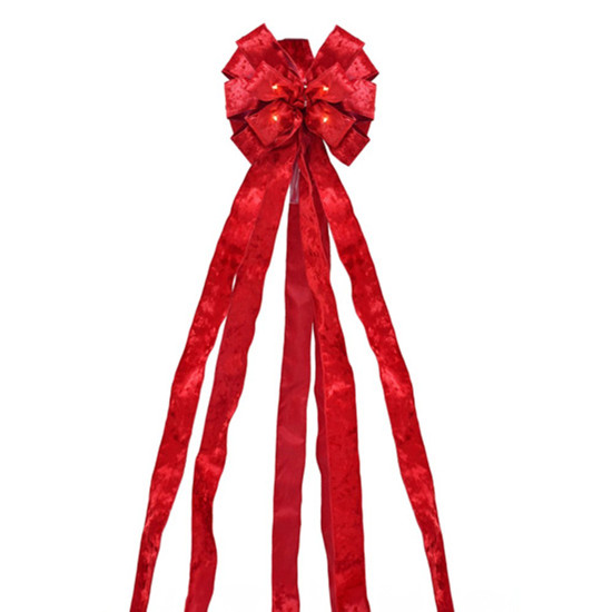 Imagem LAÇO ARAMADO DECORATIVO COM LED MOVIDO A PILHAS COE VERMELHO VELUDO 210CM - GRILLO 56678