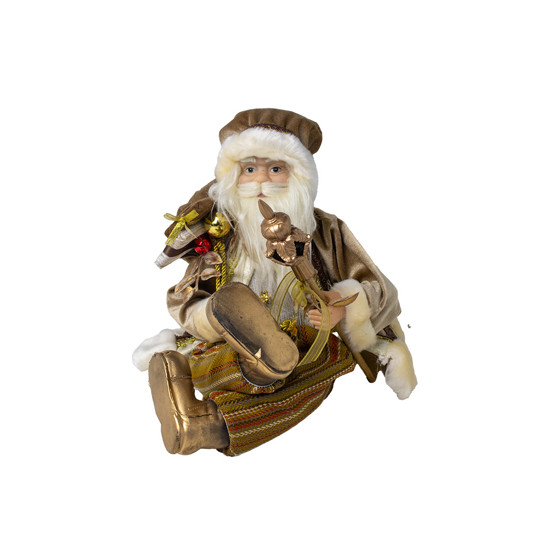 Imagem PAPAI NOEL DECORATIVO SENTADO COM SACO DE PRESENTES COR DOURADO 45CM - TOK DA CASA