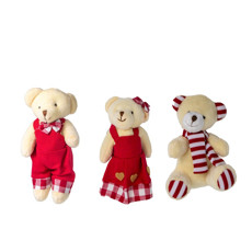 Imagem de KIT MINI URSO DECORATIVO PARA PENDURAR COM ROUPA VERMELHA 4 UNIDADES DE 10CM - TOK DA CASA - Cromus Embalagens Ind. E Com. Ltda