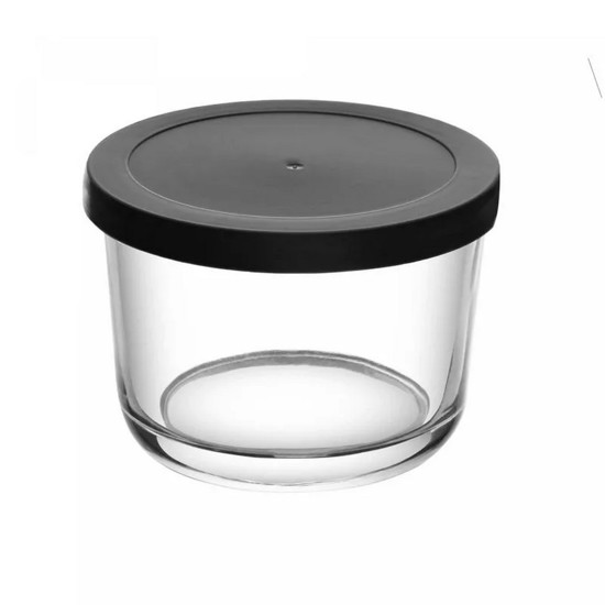 Imagem POTE DE VIDRO COM TAMPA EM PP PRETA 200ML 