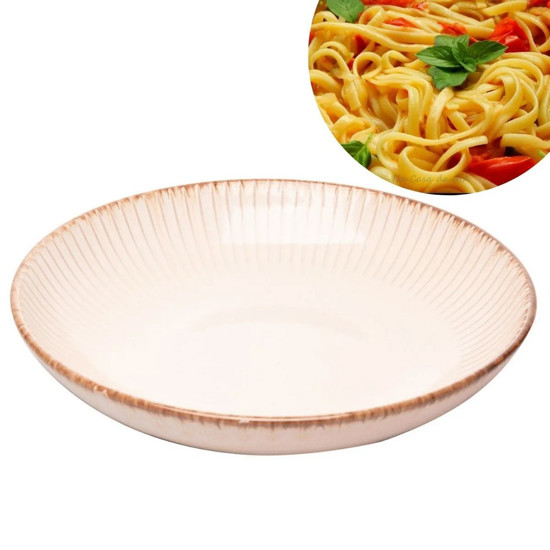 Imagem PRATO FUNDO PARA MASSA RISOTO DE CERÂMICA LINEAR BRANCO 23CM