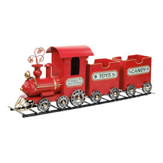 Imagem de TREM NATALINO DECORATIVO VERMELHO EM METAL 29X75X19CM - CROMUS - Cromus Embalagens Ind. E Com. Ltda