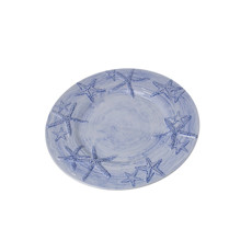Imagem de PRATO PARA SOBREMESA DE MELAMINA COM ESTRELAS DO MAR COR AZUL 23X23X2CM  - Inverno Verao Comercio De Modas E Decoracao Eireli