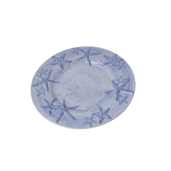 Imagem PRATO PARA SOBREMESA DE MELAMINA COM ESTRELAS DO MAR COR AZUL 23X23X2CM 