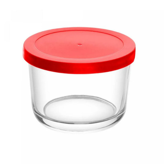 Imagem POTE DE VIDRO COM TAMPA EM PP VERMELHA 200ML 