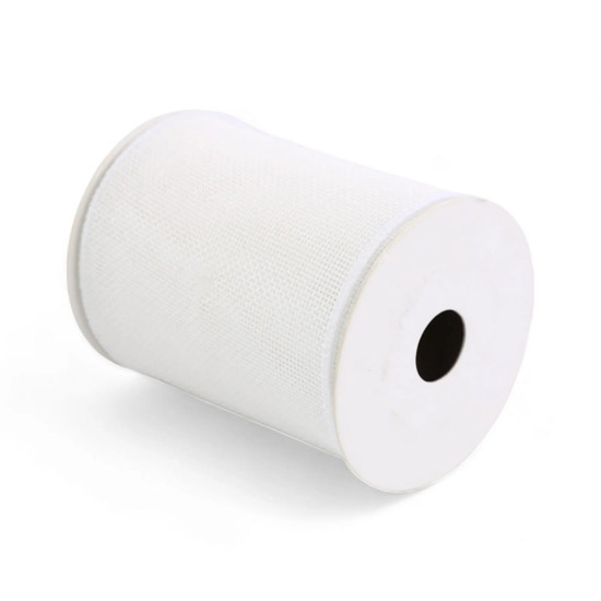 Imagem FITA ARAMADA DECORATIVA TRABALHADA BRANCA EM POLIÉSTER 10CM X 4,57M