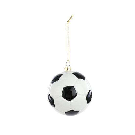 Imagem ENFEITE PARA PENDURAR BOLA DE FUTEBOL EM PLÁSTICO  PRETO E BRANCO 7,5 CM