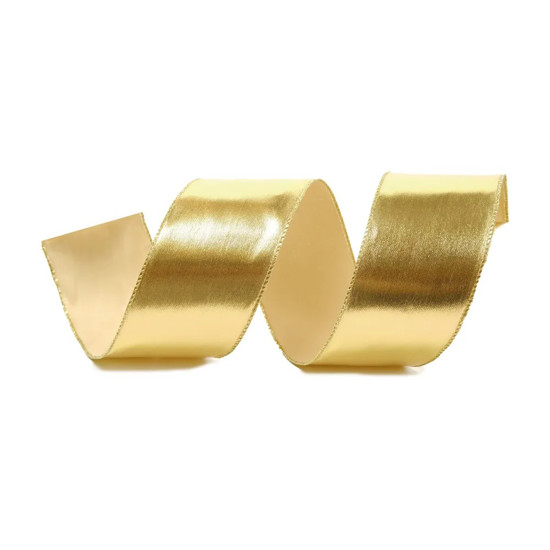 Imagem FITA ARAMADA DECORATIVA DOURADA EM POLIÉSTER 6,3CM X 9,14M - CROMUS