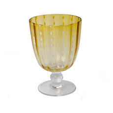 Imagem de CONJUNTO DE TAÇAS EM VIDRO COR ÂMBAR COM BOLINHAS BRANCA 6 PEÇAS DE 9,59,5X13,5CM  - Cross Comercial Ltda