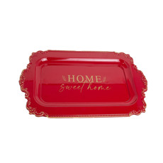 Imagem de BANDEJA HOME SWEET HOME COR VERMELHO COM DOURADO 34X24X2CM - YANGZI  - Yangzi Brasil Corporation S A 