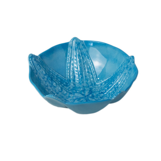 Imagem PRATO PARA SOBREMESA COM DESENHO DE ESTRELA DO MAR COR AZUL EM MELAMINA 23X23X3CM