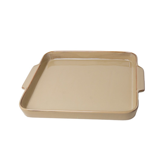 Imagem TRAVESSA RETANGULAR EM CERÂMICA E BASE EM MADEIRA 31,5X28X6 CM